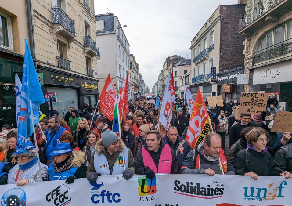 法国，反对2023年养老改革的示威游行于1月19日达到高潮、全法罢工总动员