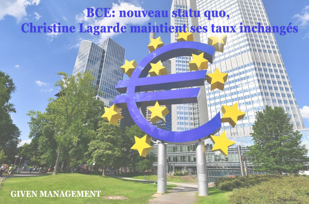BCE : nouveau statu quo, Christine Lagarde maintient ses taux inchangés