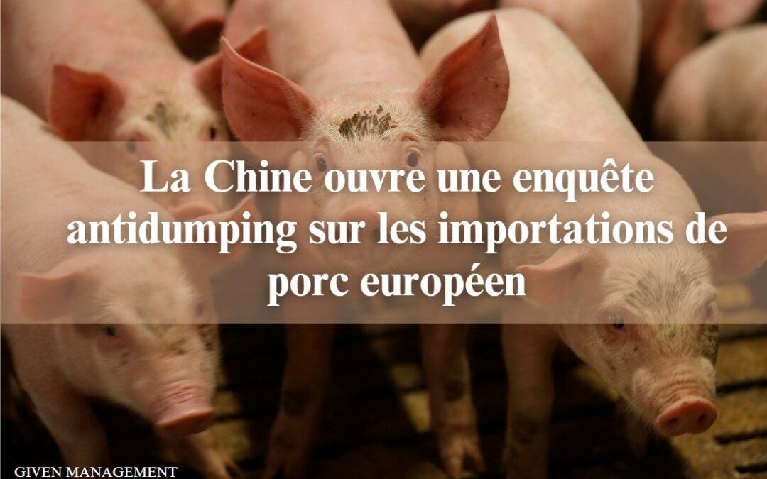 La Chine ouvre une enquête antidumping sur les importations de porc européen